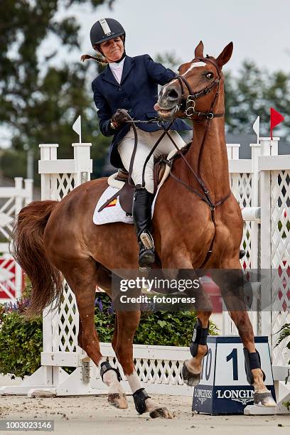 Princess Elena of Spain attends during CSI Casas Novas Horse Jumping Competition on July 21, 2018 in A Coruna, Spain.