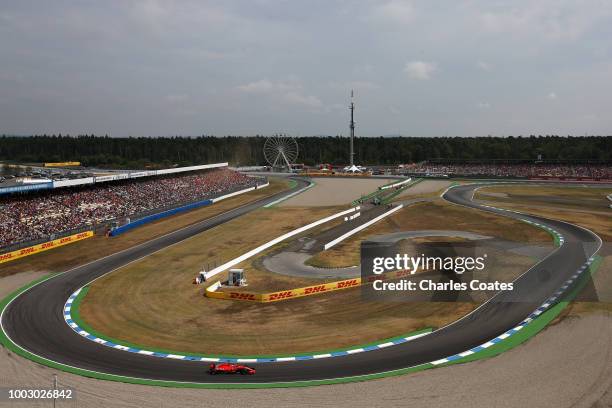 Sebastian Vettel of Germany driving the Scuderia Ferrari SF71H on track during qualifying for the Formula One Grand Prix of Germany at Hockenheimring...