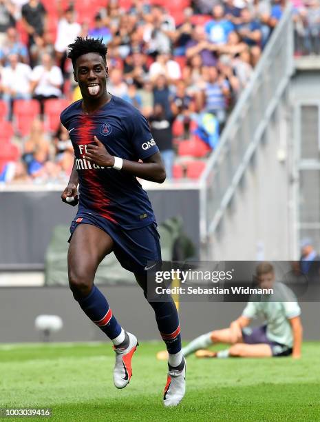 Timothy Weah of Paris Saint-German celebrates after scoring his sides first goal during the International Champions Cup 2018 match between Bayern...