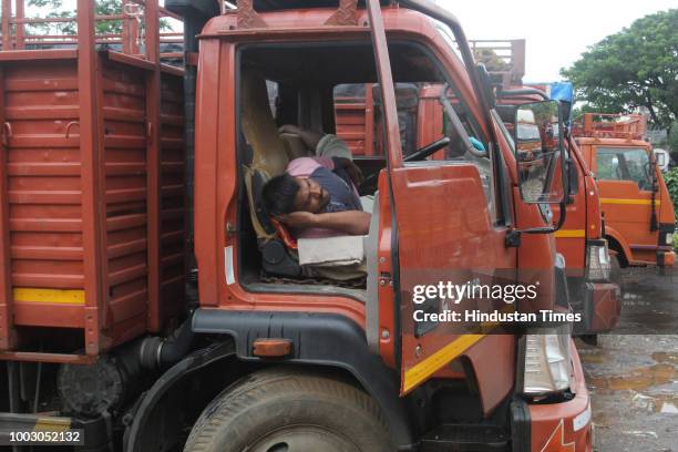 Private vehicles parked as all the transport operators begin their indefinite strike from Thursday midnight strike, on July 20, 2018 in Mumbai,...