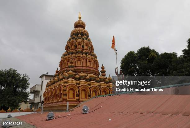 Workers seen during the preparation of Ashadi Ekadashi festival celebration, at Vitthal Mandir, Sinhgad road, on July 20, 2018 in Pune, India....