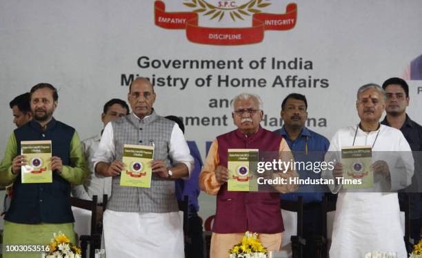 Union Home Minister Rajnath Singh , HRD Minister Prakash Javadekar , Haryana Chief Minister Manohar Lal Khattar , Union MoS Rao Inderjit Singh and...