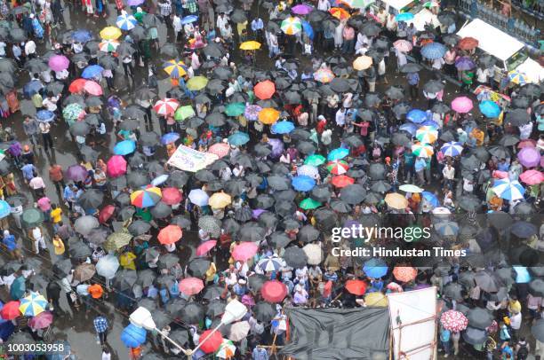 People gathered as Trinamool Congress observes its annual Martyrs Day rally at Esplanade crossing, on July 21, 2018 in Kolkata, India. The Martyrs...