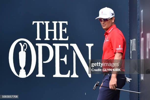 Golfer Zach Johnson walks onto the 1st tee during his third round on day 3 of The 147th Open golf Championship at Carnoustie, Scotland on July 21,...