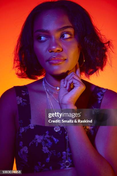 China Anne McClain from CW's 'Black Lightning' poses for a portrait at the Getty Images Portrait Studio powered by Pizza Hut at San Diego 2018 Comic...