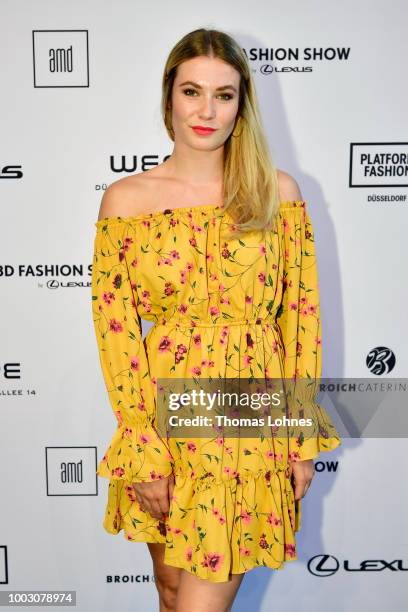Amelie Klever attends the 3D Fashion Show by Lexus show during Platform Fashion July 2018 at Areal Boehler on July 21, 2018 in Duesseldorf, Germany.