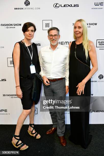 Claudia Ebert-Hesse, Heiko Twellmann and Christine Kubatta attend the 3D Fashion Show by Lexus show during Platform Fashion July 2018 at Areal...