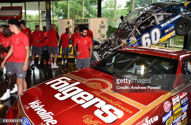 Mohamed Salah of Liverpool during a tour of Roush Fenway Racing on July 21, 2018 in Charlotte, North Carolina.