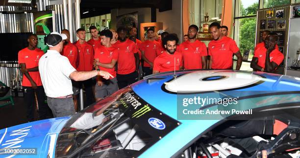 Mohamed Salah of Liverpool during a tour of Roush Fenway Racing on July 21, 2018 in Charlotte, North Carolina.