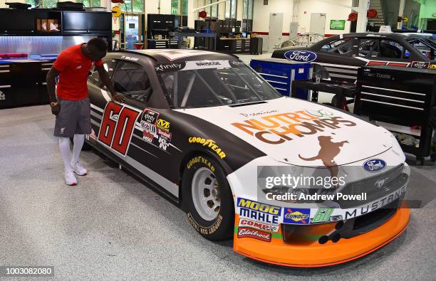 Sadio Mane of Liverpool during a tour of Roush Fenway Racing on July 21, 2018 in Charlotte, North Carolina.