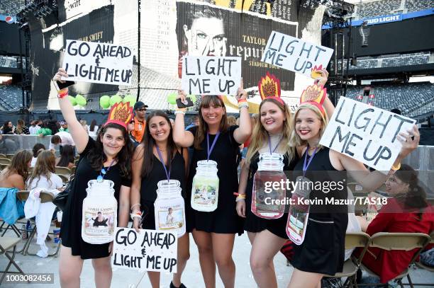 Fans in the crowd during the Taylor Swift reputation Stadium Tour at MetLife Stadium on July 20, 2018 in East Rutherford, New Jersey.