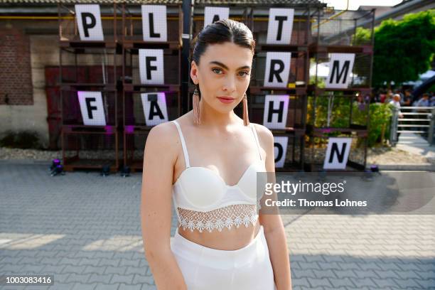 Christina Peno attends the Fashionyard show during Platform Fashion July 2018 at Areal Boehler on July 21, 2018 in Duesseldorf, Germany.