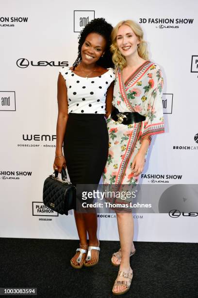 Rosita Barrigah and Nina Bauer attend the 3D Fashion Show by Lexus show during Platform Fashion July 2018 at Areal Boehler on July 21, 2018 in...