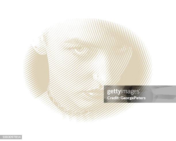 angry woman's face - positive negative neutral stock illustrations