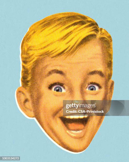 boy with excited expression - wow kid stock illustrations