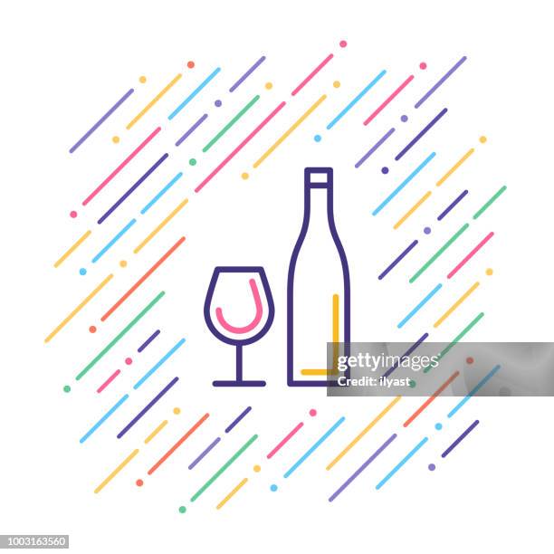 feier trinken liniensymbol - rotwein stock-grafiken, -clipart, -cartoons und -symbole