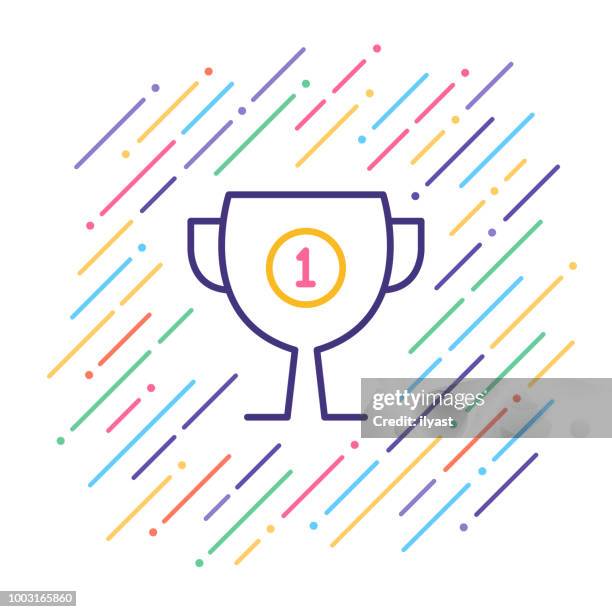 first place award line icon - world cup trophy stock illustrations