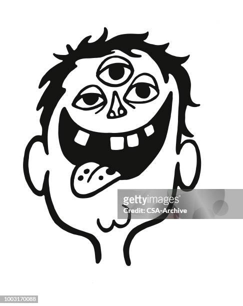 person with three eyes - ugly face stock illustrations
