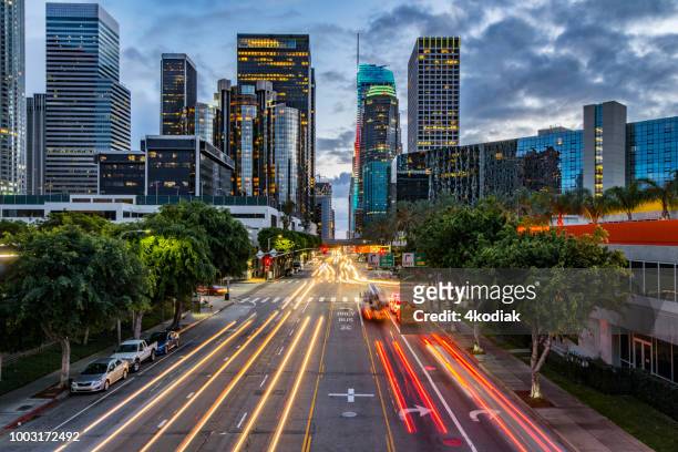 los angeles downtown figueroa street - beverly hills california stock pictures, royalty-free photos & images