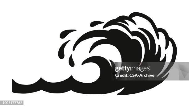 ilustraciones, imágenes clip art, dibujos animados e iconos de stock de gran mar wave - tsunami