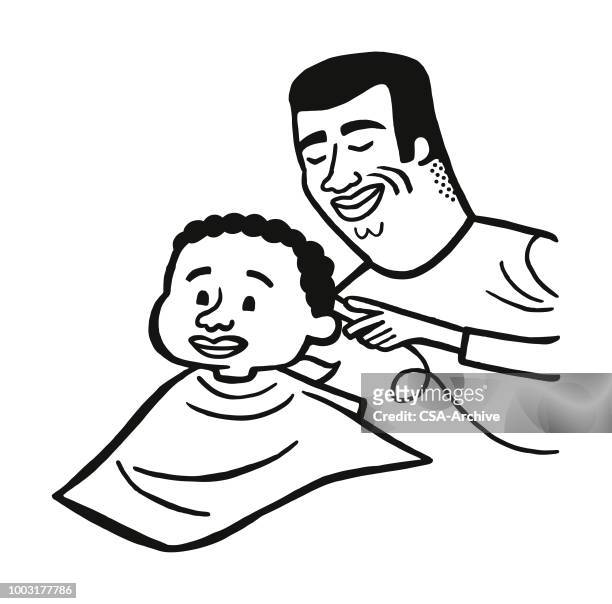Man Cutting Boys Hair High-Res Vector Graphic - Getty Images