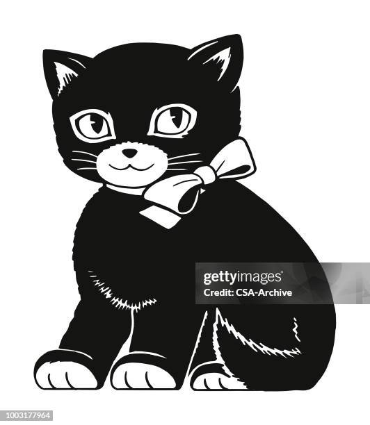 black kitten - cat sitting stock illustrations