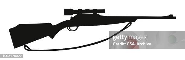 ilustrações de stock, clip art, desenhos animados e ícones de rifle with scope - espingarda