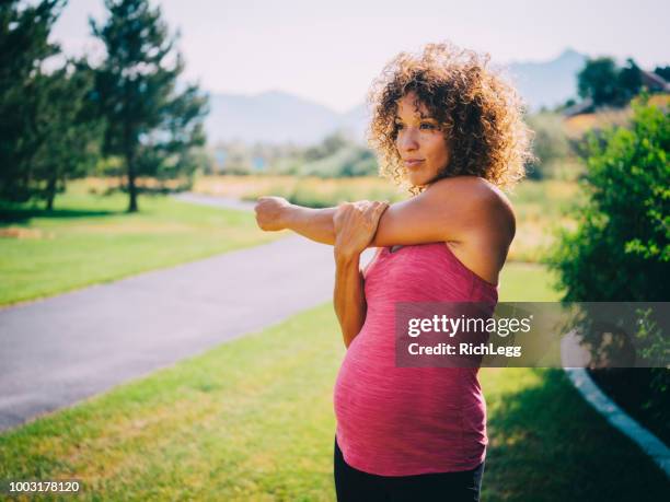 pregnant woman fitness exercise - antenatal stock pictures, royalty-free photos & images