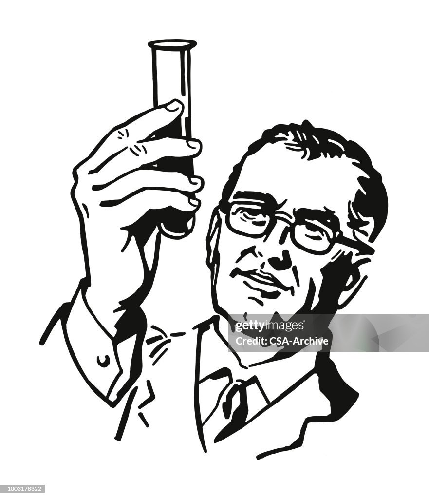 Scientist Looking at a Test Tube