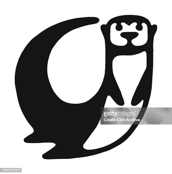 otter - einzelnes tier stock-grafiken, -clipart, -cartoons und -symbole