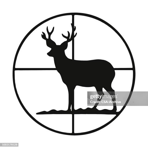 illustrazioni stock, clip art, cartoni animati e icone di tendenza di cervo nel mirino - mirino