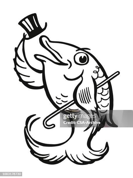 dancing fish - fish stock illustrations