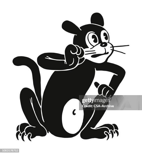 cat pulling its whiskers - cat sitting stock illustrations