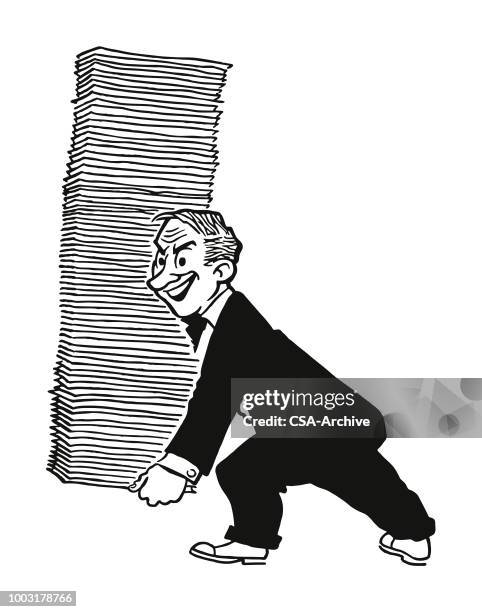 74 Man Holding Stack Of Papers High Res Illustrations - Getty Images