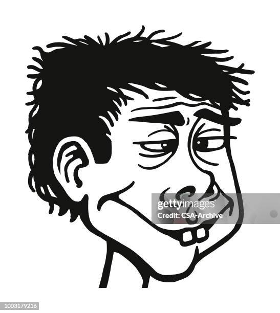 goofy man - child pulling face stock illustrations