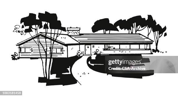 house in the subarbs - suburban sidewalk stock illustrations