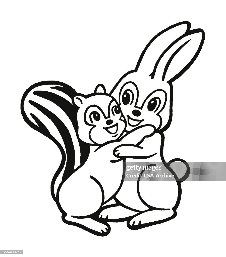 Chipmonk Rabbit Mix Rabbit And Chipmunk Hugging High-Res Vector Graphic - Getty Images