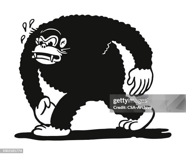 walking ape - gorilla walking stock illustrations