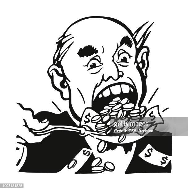 man eating money - bank manager stock illustrations