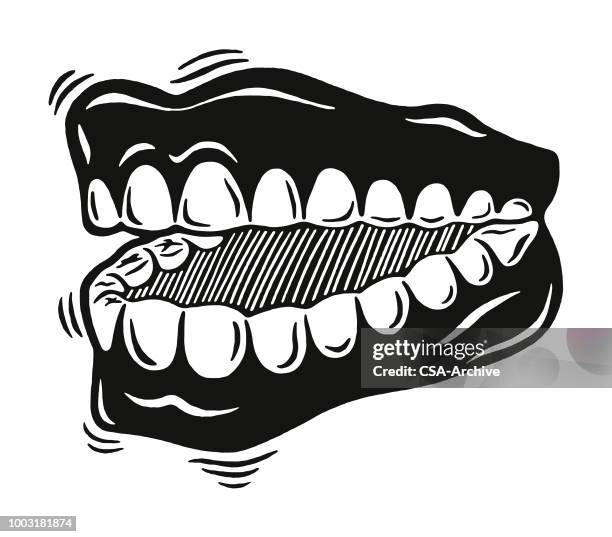 chattering teeth - teeth stock illustrations