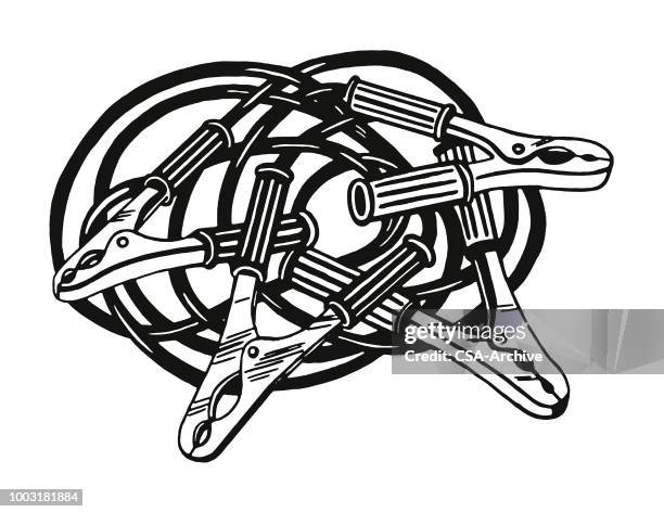 jumper cables - clamp stock illustrations