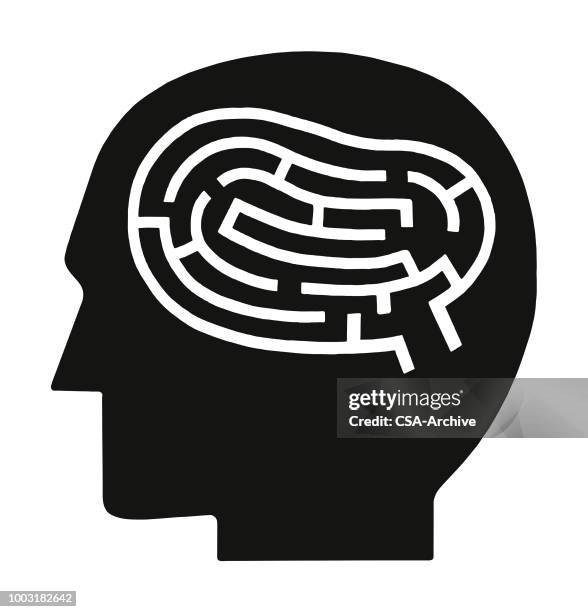 maze brain - brain maze stock illustrations