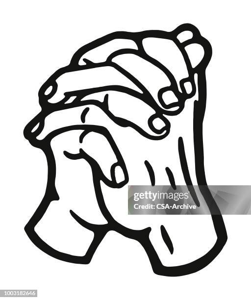 folded hands - praying stock illustrations