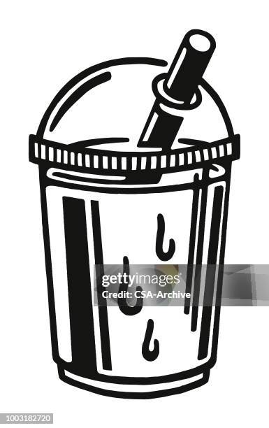 plastic drink container - plastic straws stock illustrations