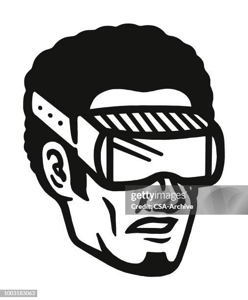 virtual reality goggles - simulator stock illustrations