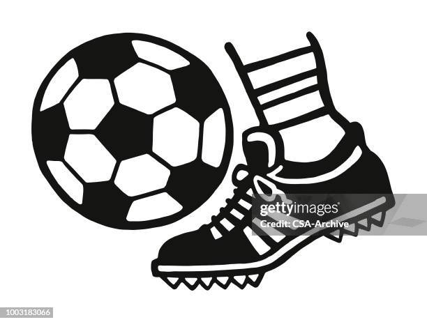 foot kicking a soccer ball - foot stock illustrations