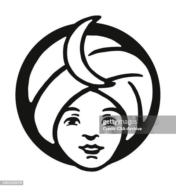 ilustrações de stock, clip art, desenhos animados e ícones de mystic wearing a turban - turbante indiano