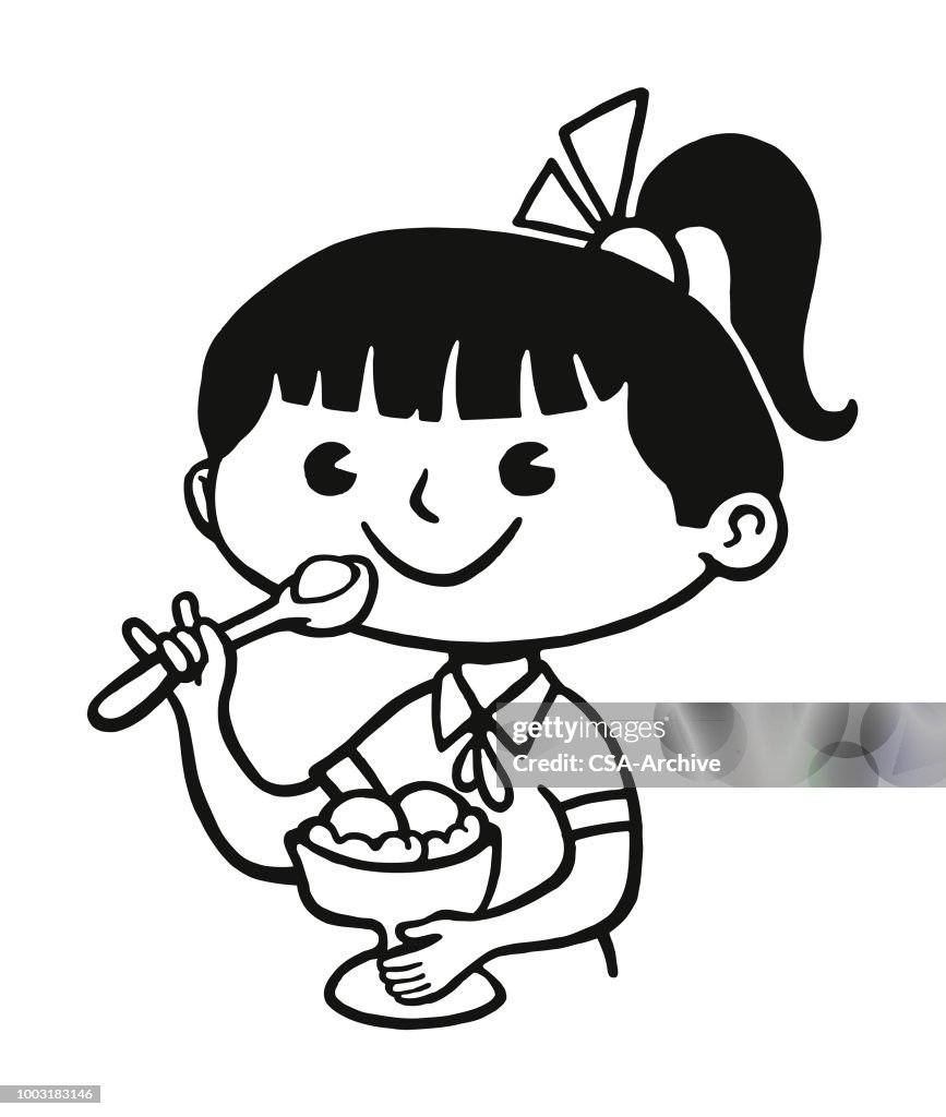 Girl Eating an Ice Cream Sundae