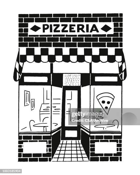 pizzeria storefront - cafe front stock illustrations