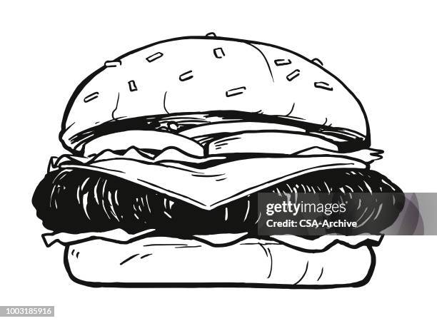 ilustraciones, imágenes clip art, dibujos animados e iconos de stock de hamburguesa con queso - hamburguesa desde arriba